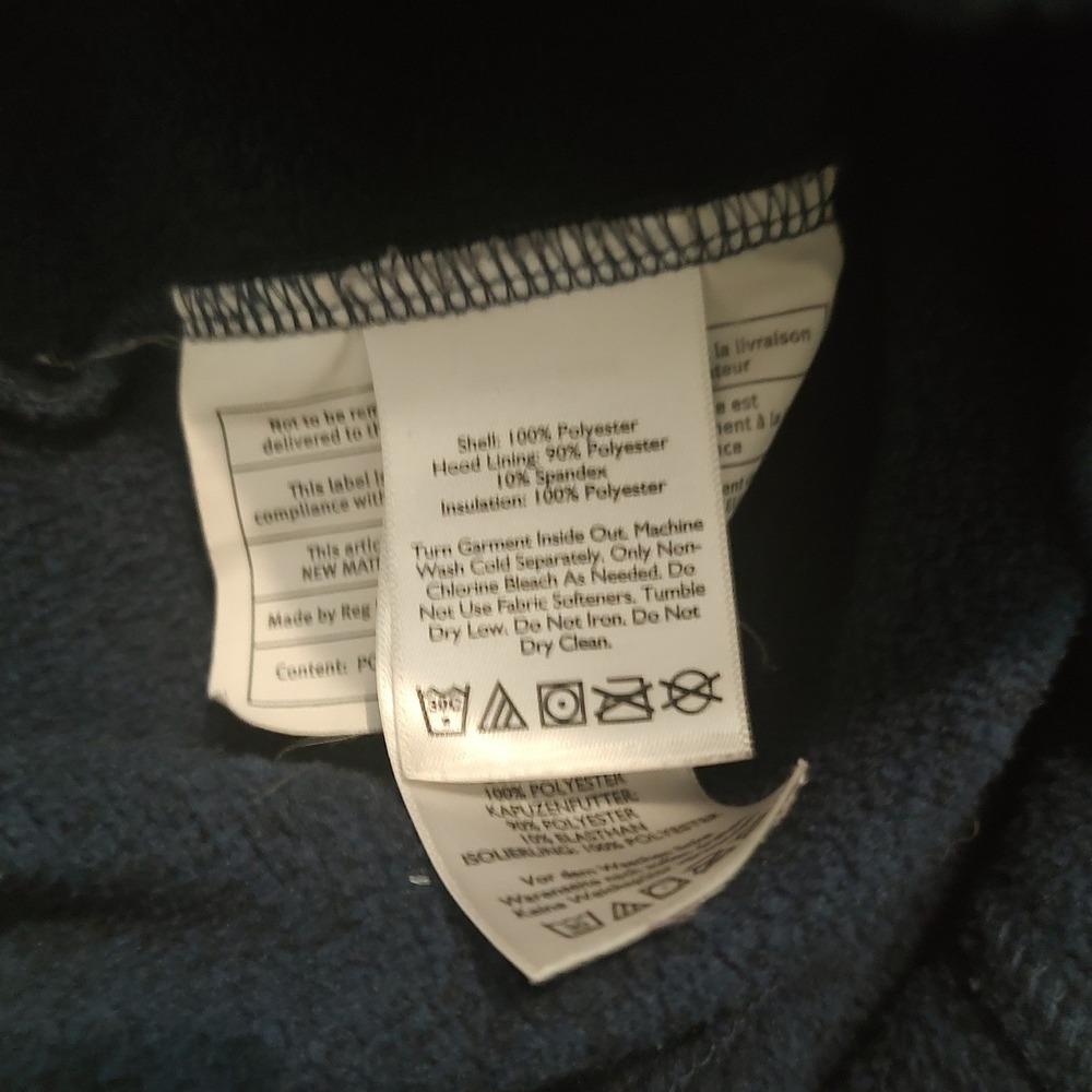 Eddie Bauer Womens XS Navy Blue Quilted Full Zip Fleece Hooded Jacket Heathered